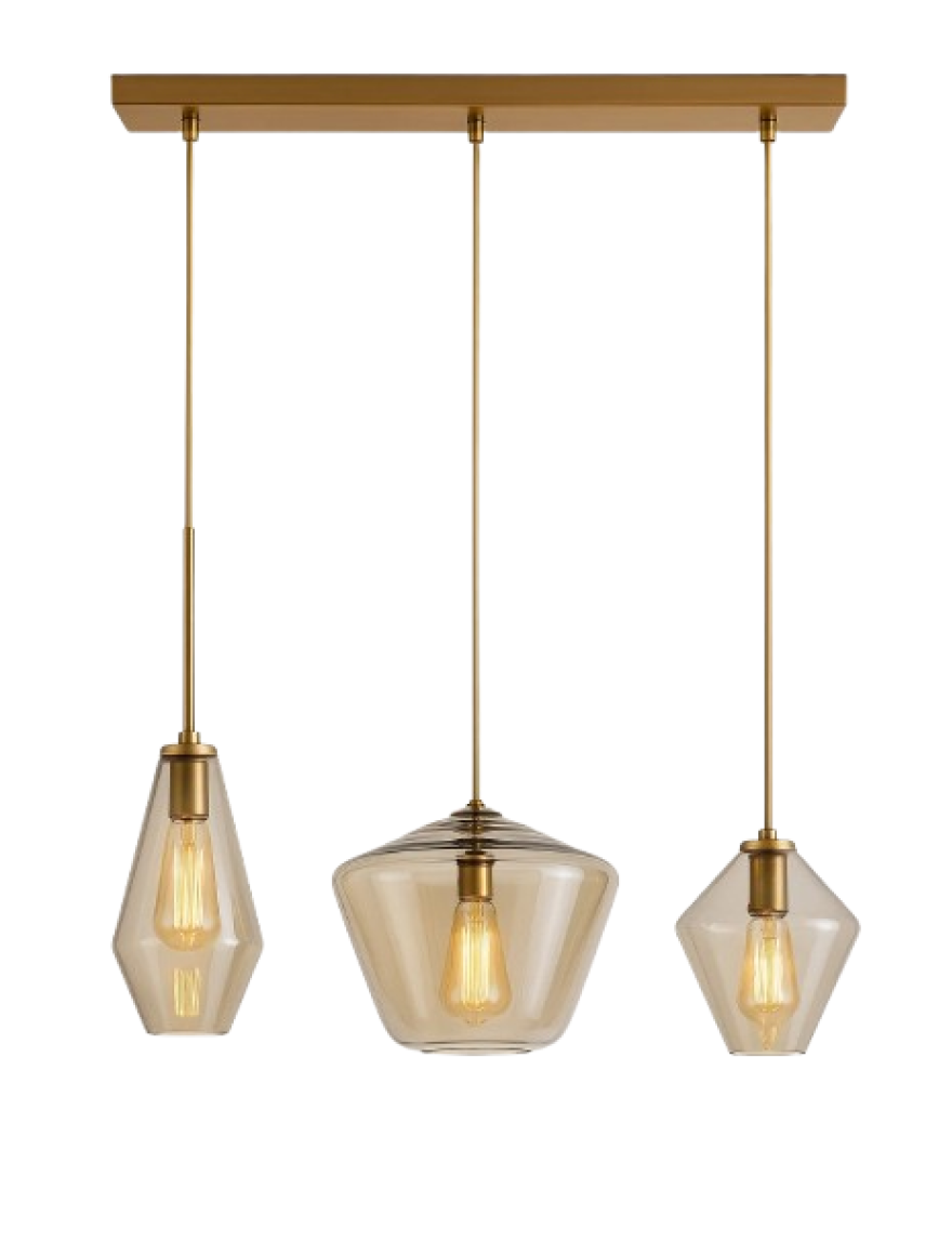 Lustră JH-201 D70x30x150, E27/3, Metal+Glass, Amber LuminaLED