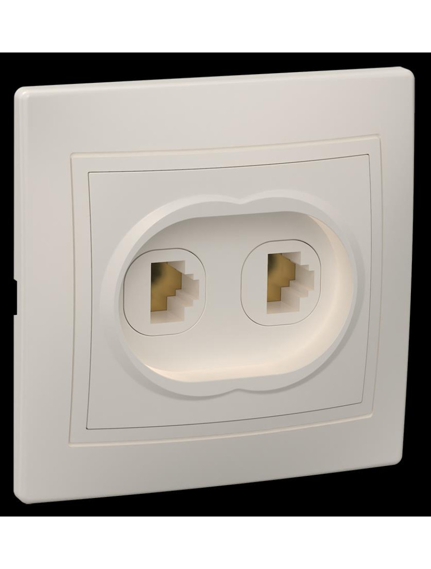 Priză RT12-KKm 2locuri telefon KVARTA (crem) IEK