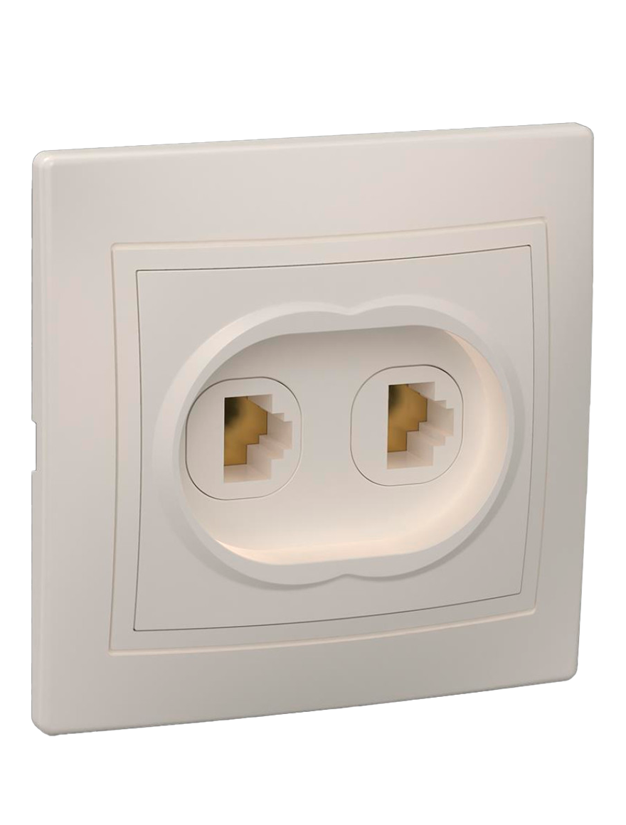 Priză RT12-KKm 2locuri telefon KVARTA (crem) IEK