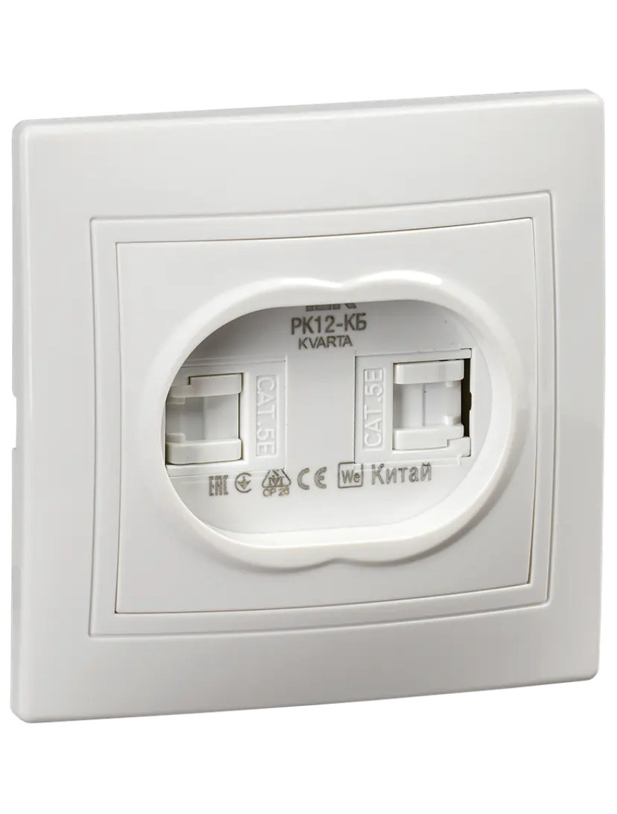 Priză RK/T12-KB 2 post. Comp. și telefon KVARTA (albă) IEK