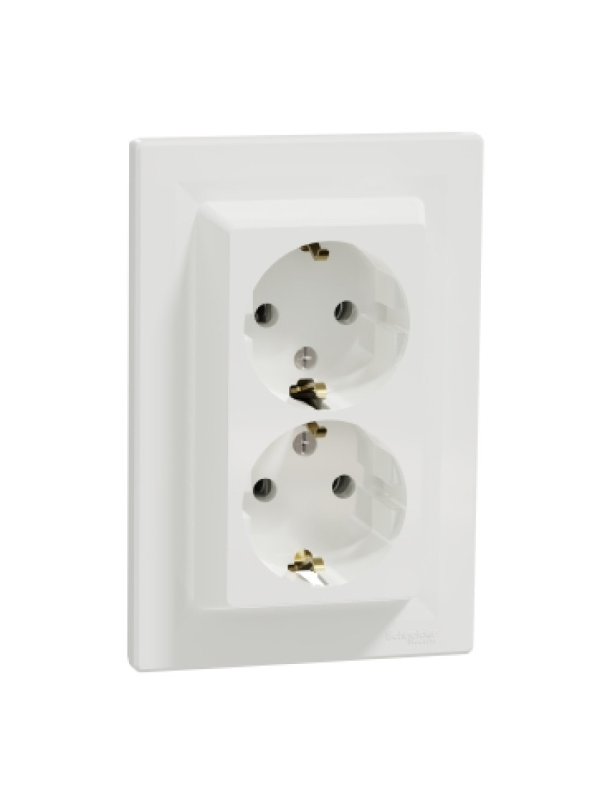 Priză dublă inter.16A 250V 2P+E Asfora SCHNEIDER