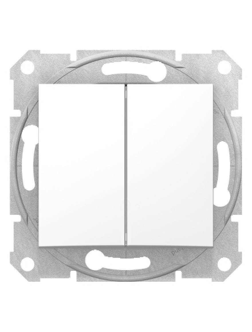 * Întrerupător dublu. inter. cap-scară 10A 250V SEDNA alb