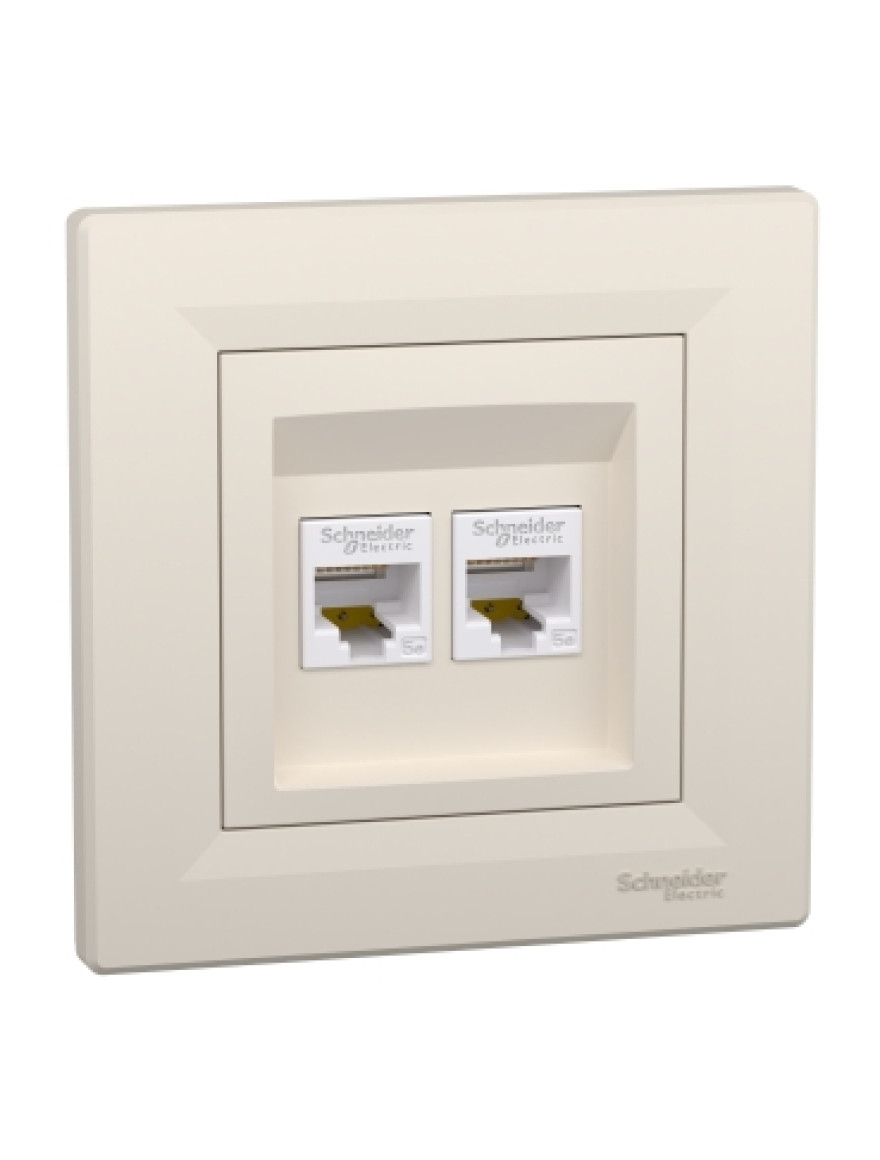 Priză Iinter. 2 x RJ45 Cat 5eUTP Asfora Crem SCHNEIDER