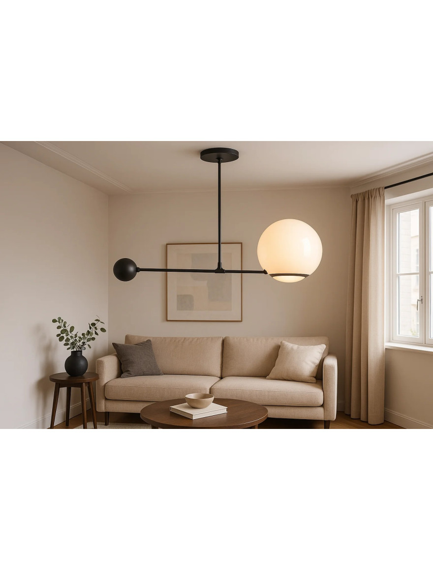 Lustră LED JH-274 D60xH60cm, Metal+Glass, White+Black LuminaLED