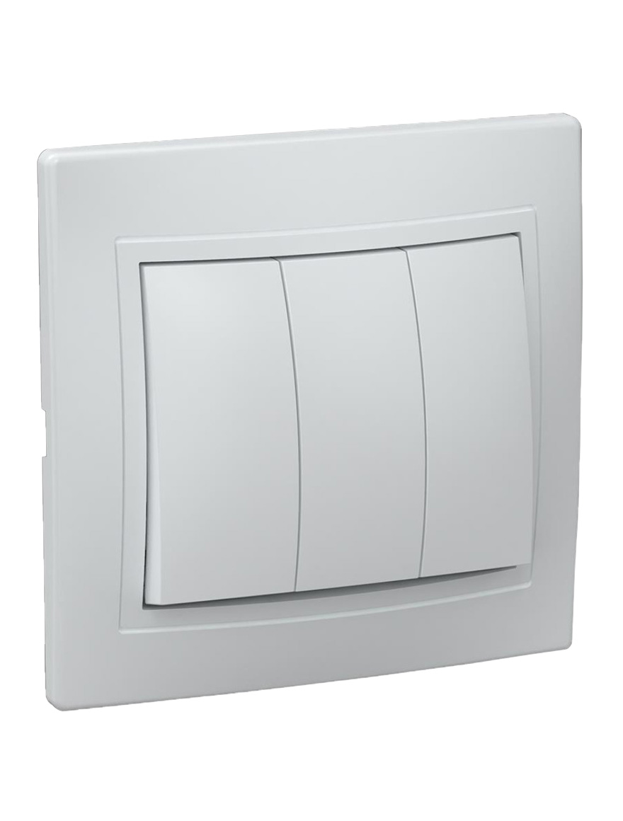 Выключатель 3-клавишный IEK с индикацией 10А КВАРТА (белый) VS10-3-1-KB