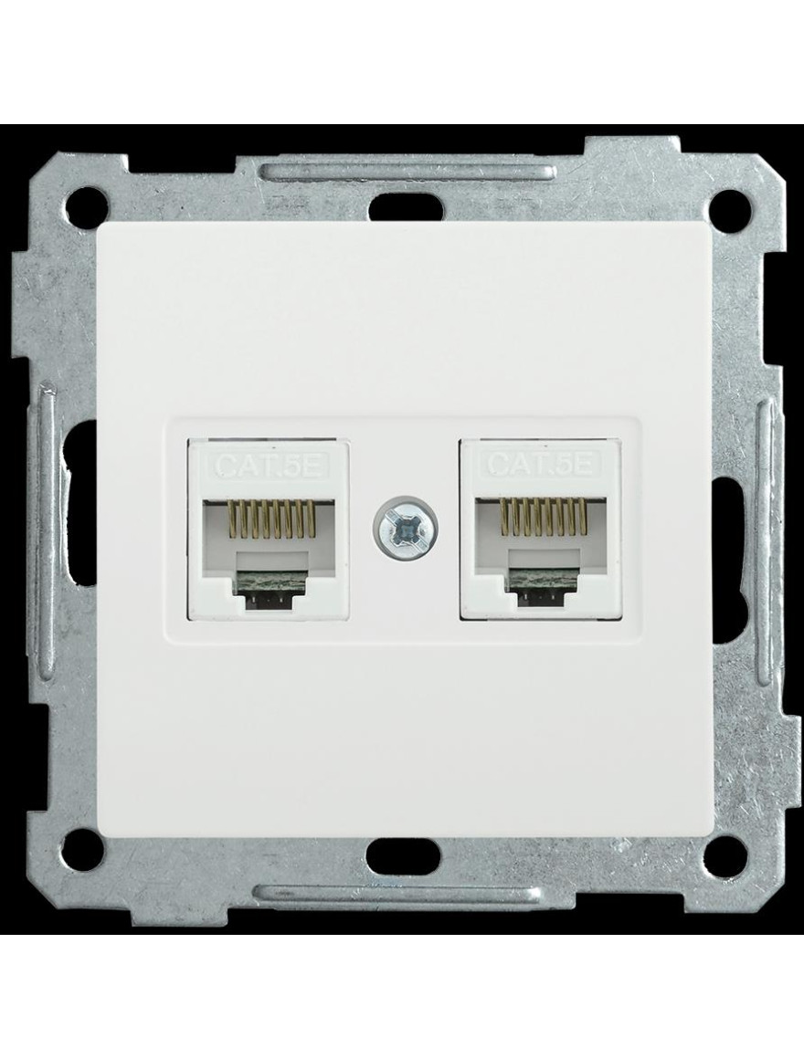 Priză dublă calculator РТК02-00-0-ББ RJ45 +telefon RJ12 BOLERO (albă) IEK