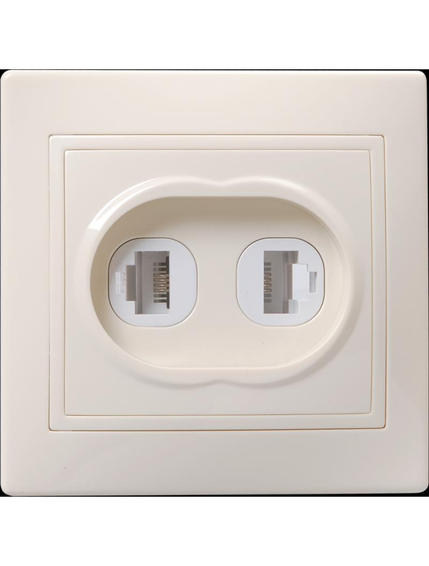 Priză RK/Т12-KKm 2 locuri calculator și telefon  KVARTA (crem) IEK