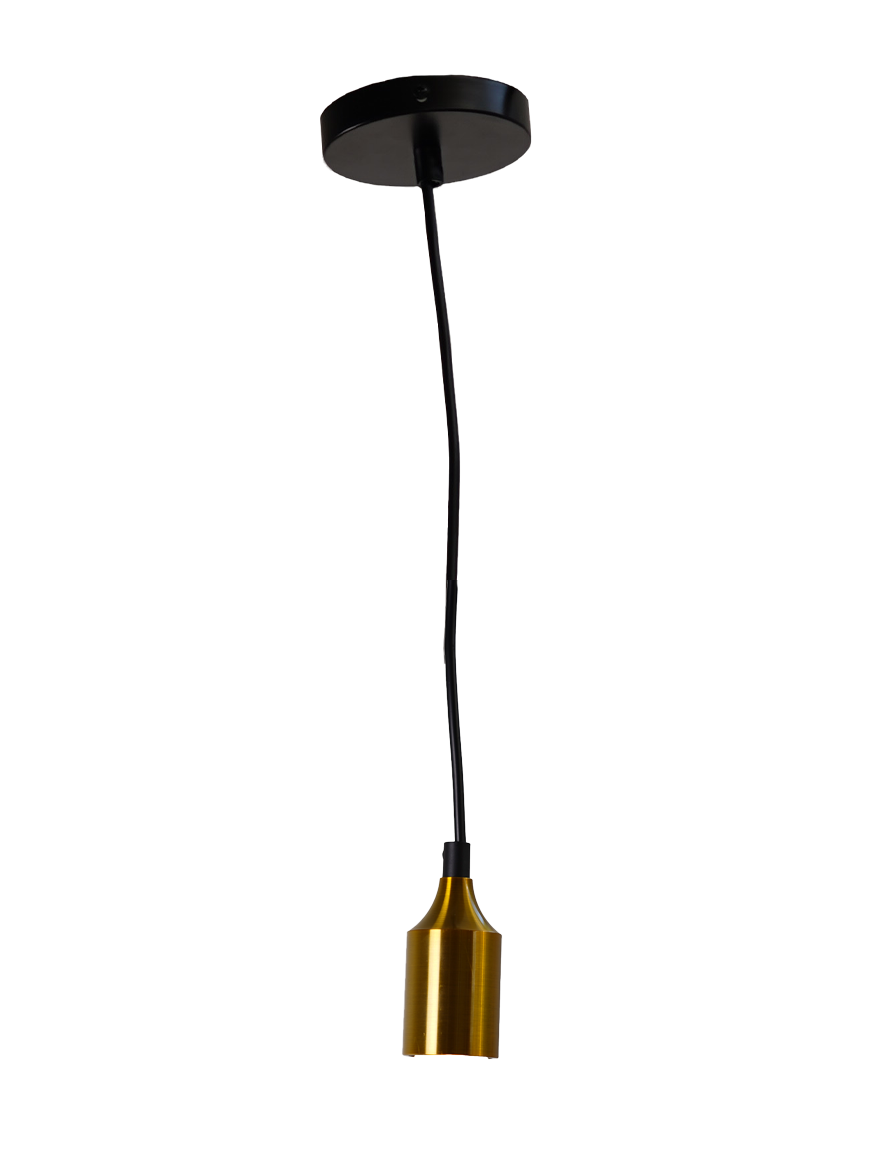 SuspensieJH-141 D4.5xH8.5cm, E27/1, Metal+ PVC Wire, Golden+Tan Luminaled