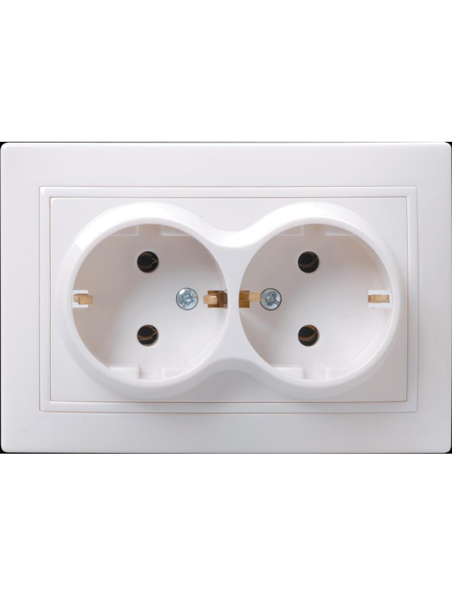 Priză RS12-3-KB 2loc cu împământare 16A KVARTA (albă) IEK