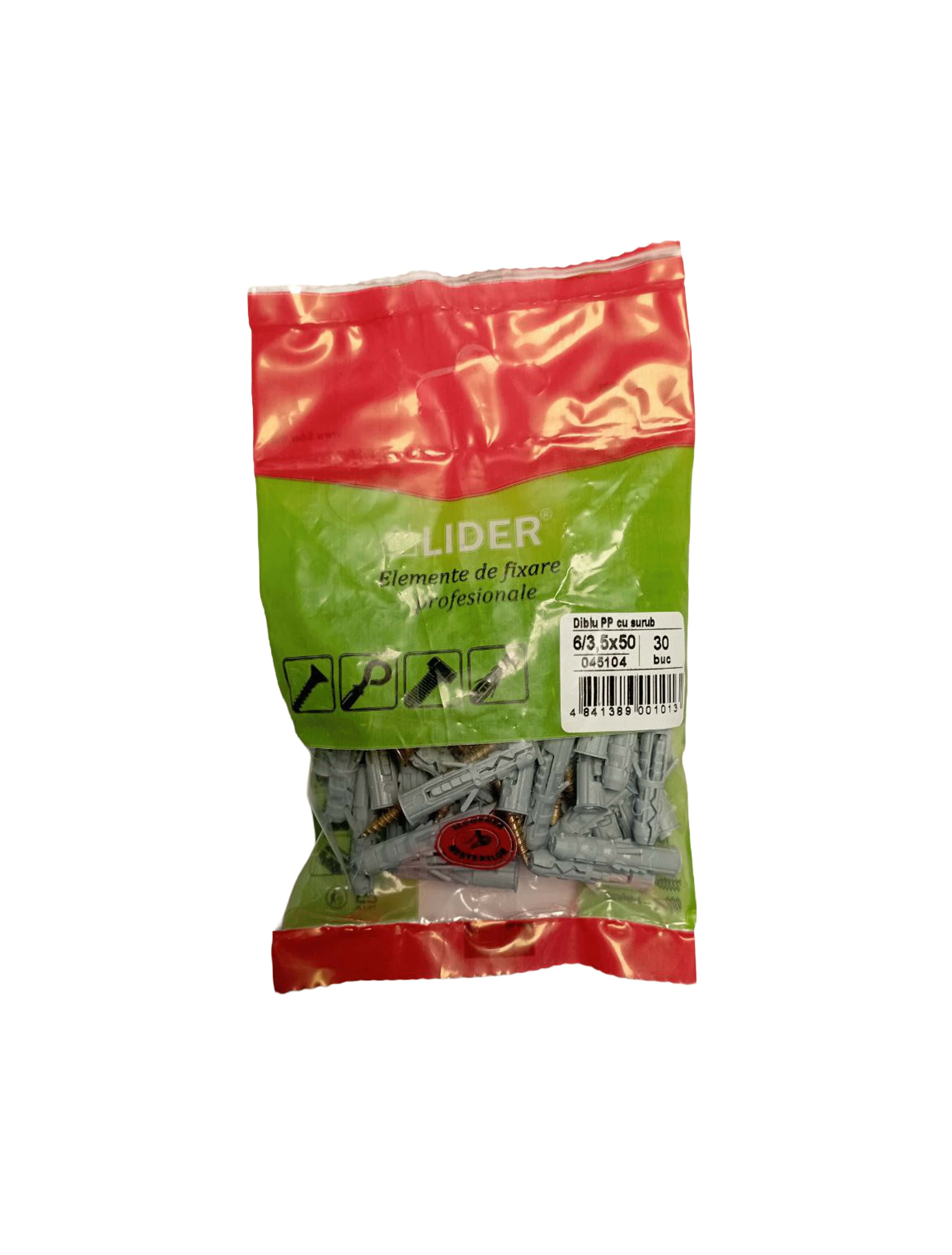Diblu poliprop cu șurub 6/3.5x50 (30buc) Lider