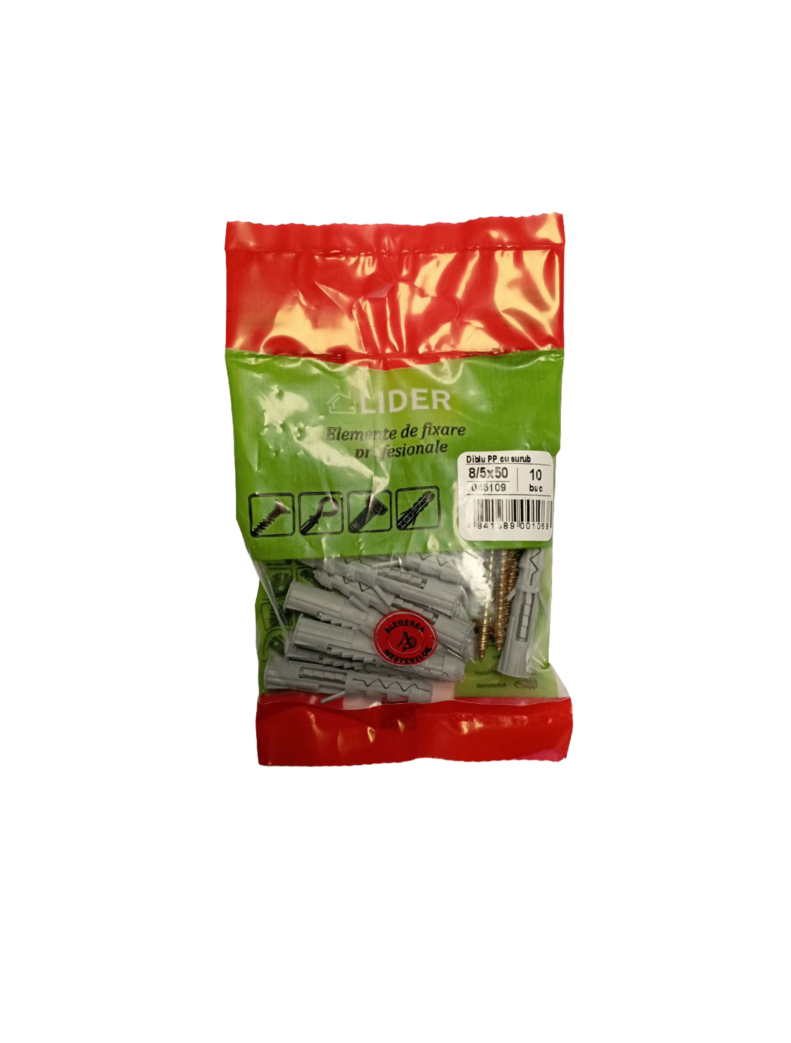 Diblu poliprop cu șurub 8/5x50 (10buc) Lider