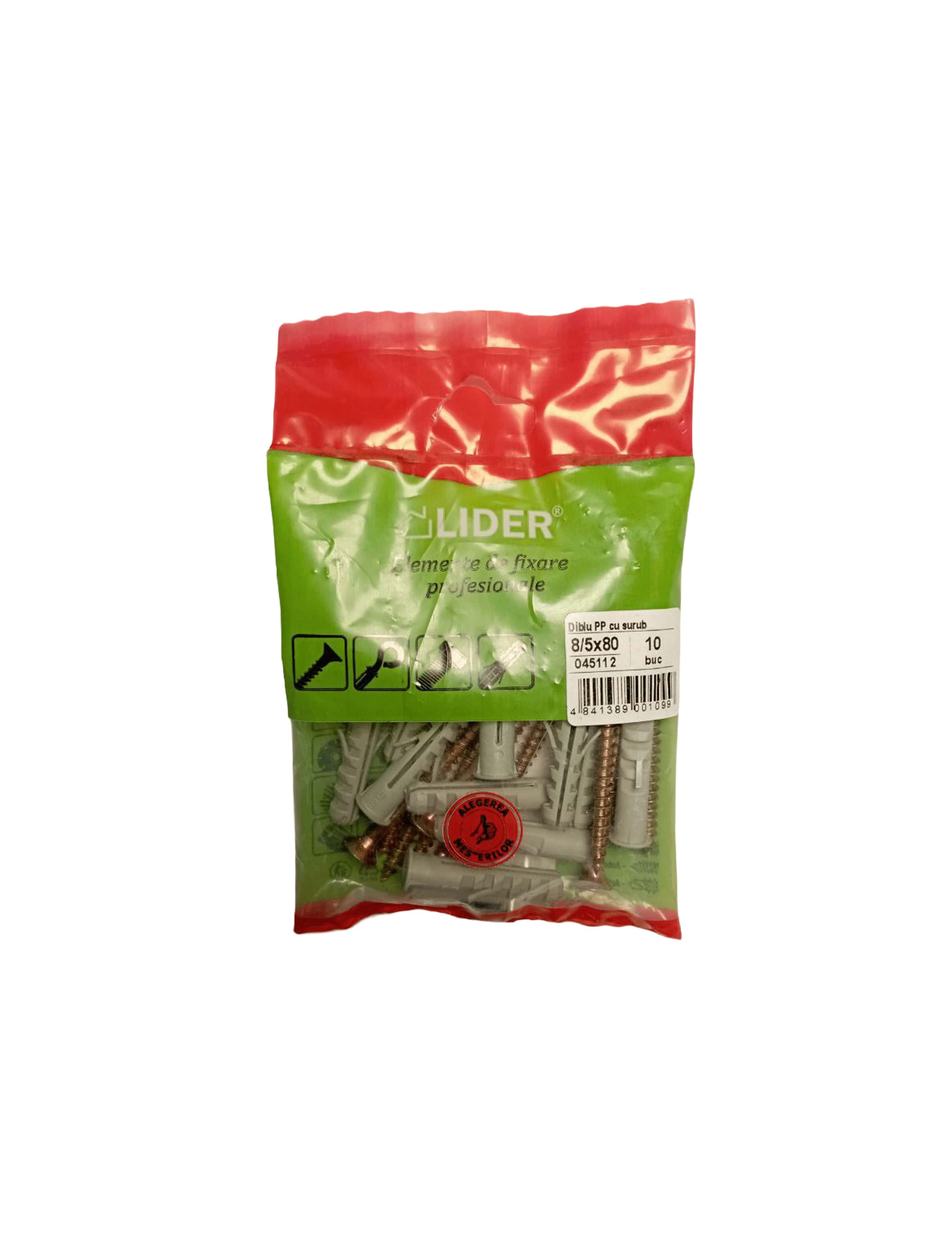 Diblu poliprop cu șurub 8/5x80 (10buc) Lider
