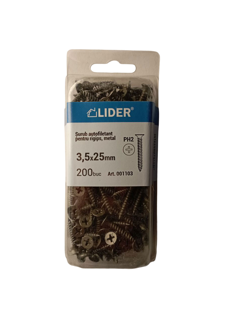 001103 Șurub p/u rigips metal 3.5x25 (200buc) Lider