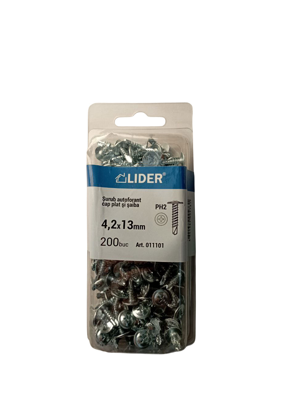 Șurub autoforant 2.0mm cu cap lat și Șaibă 4.2x13(200buc)011101 Lider