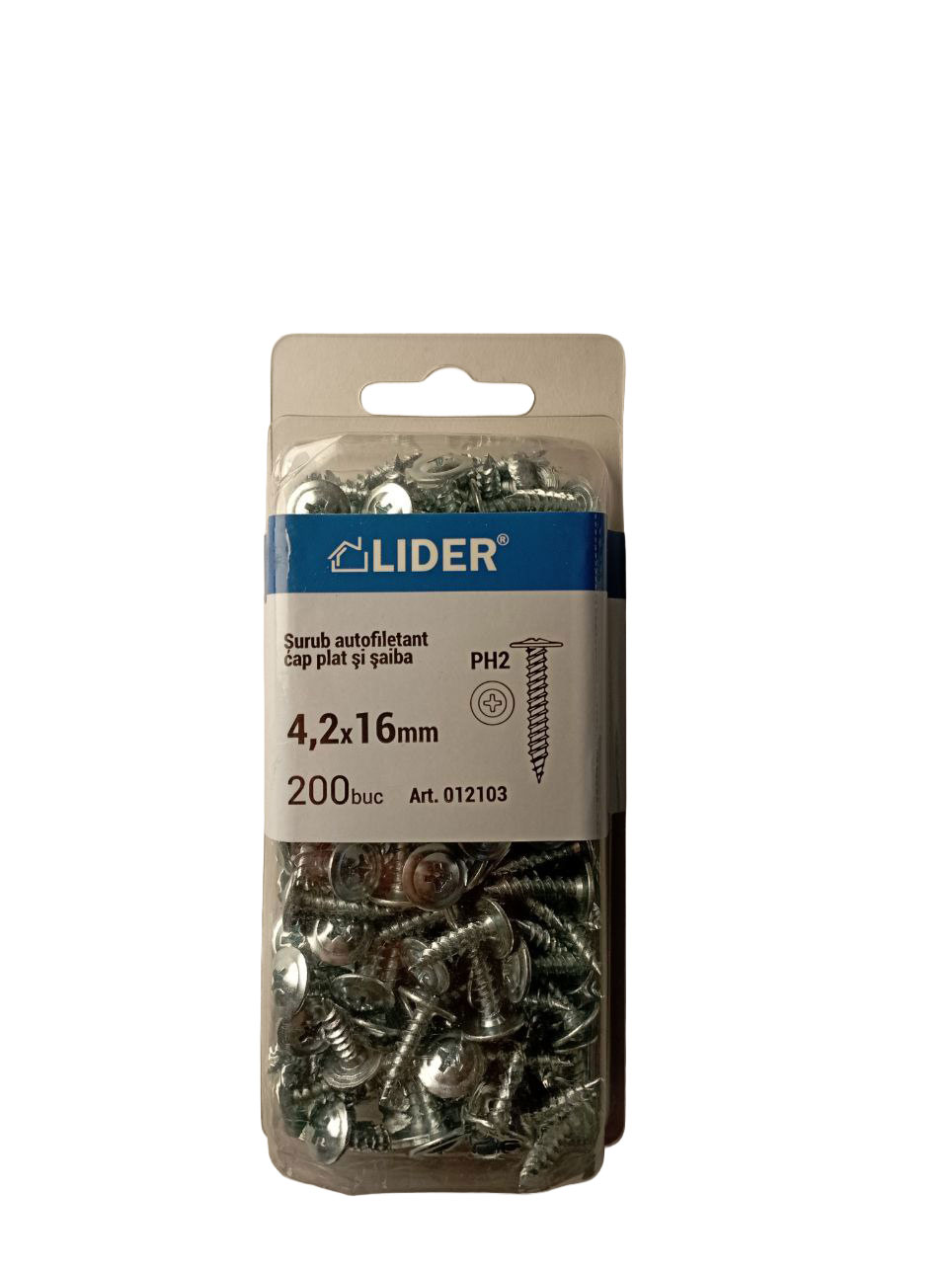 Плоский винт с шайбой, 0,9 мм, 4,2x16 (200 шт.) 012103 Lider