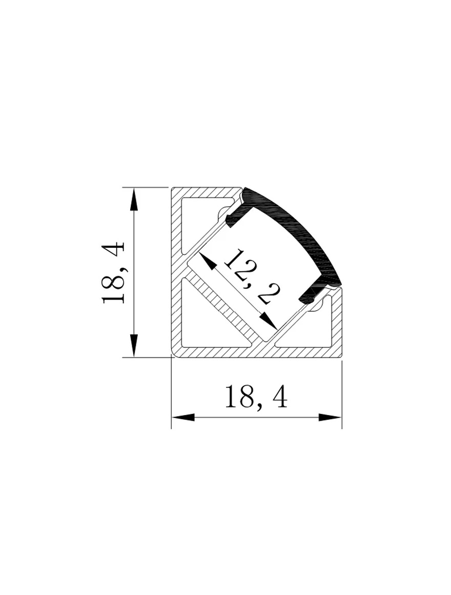 * Profil alum. cu dispersor PMMA opal 16x16mm 2M HL-BAPL005 ELMOS (50buc)