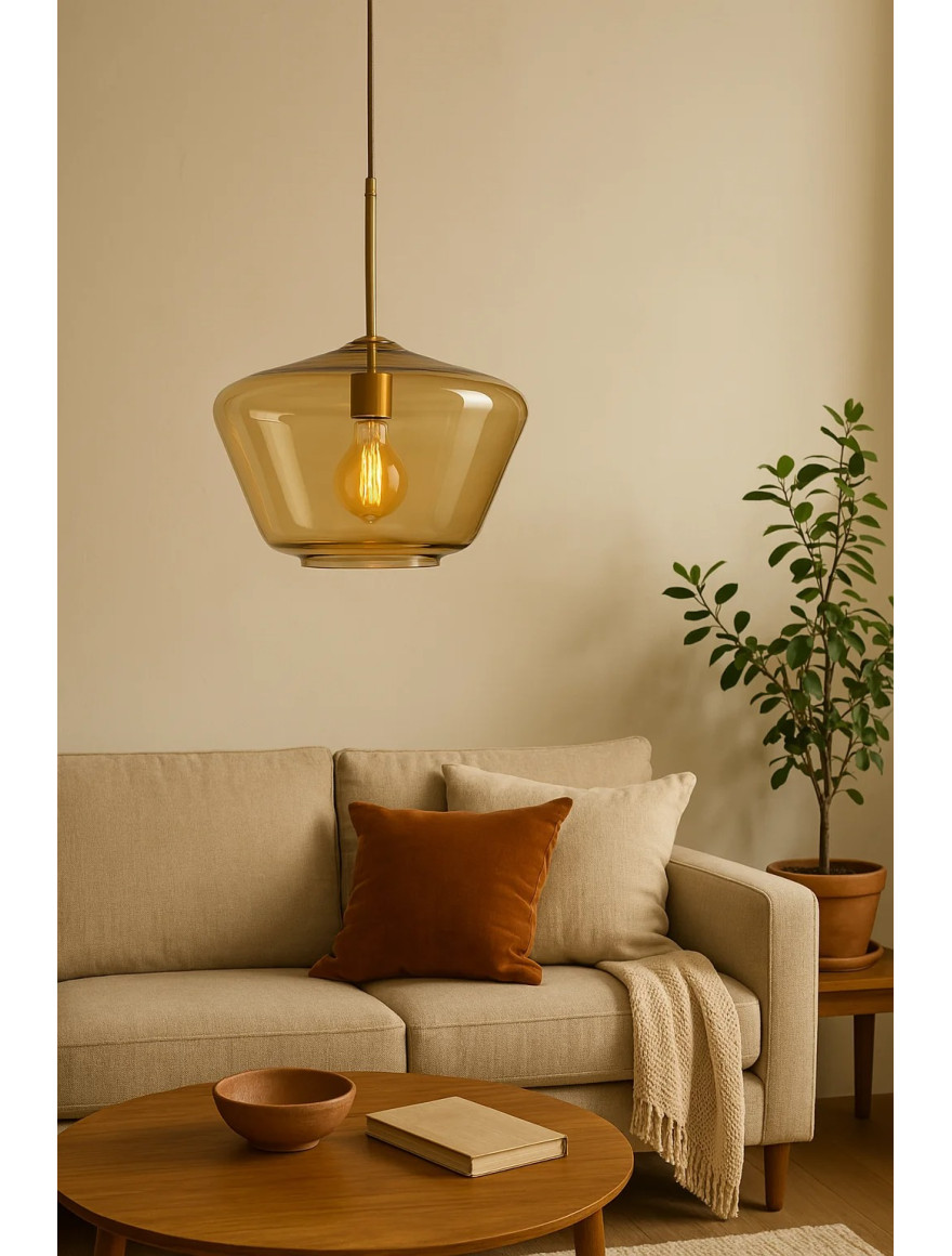 Lustră JH-198 D30xH22cm, E27/1, Metal+Glass, Amber LuminaLED