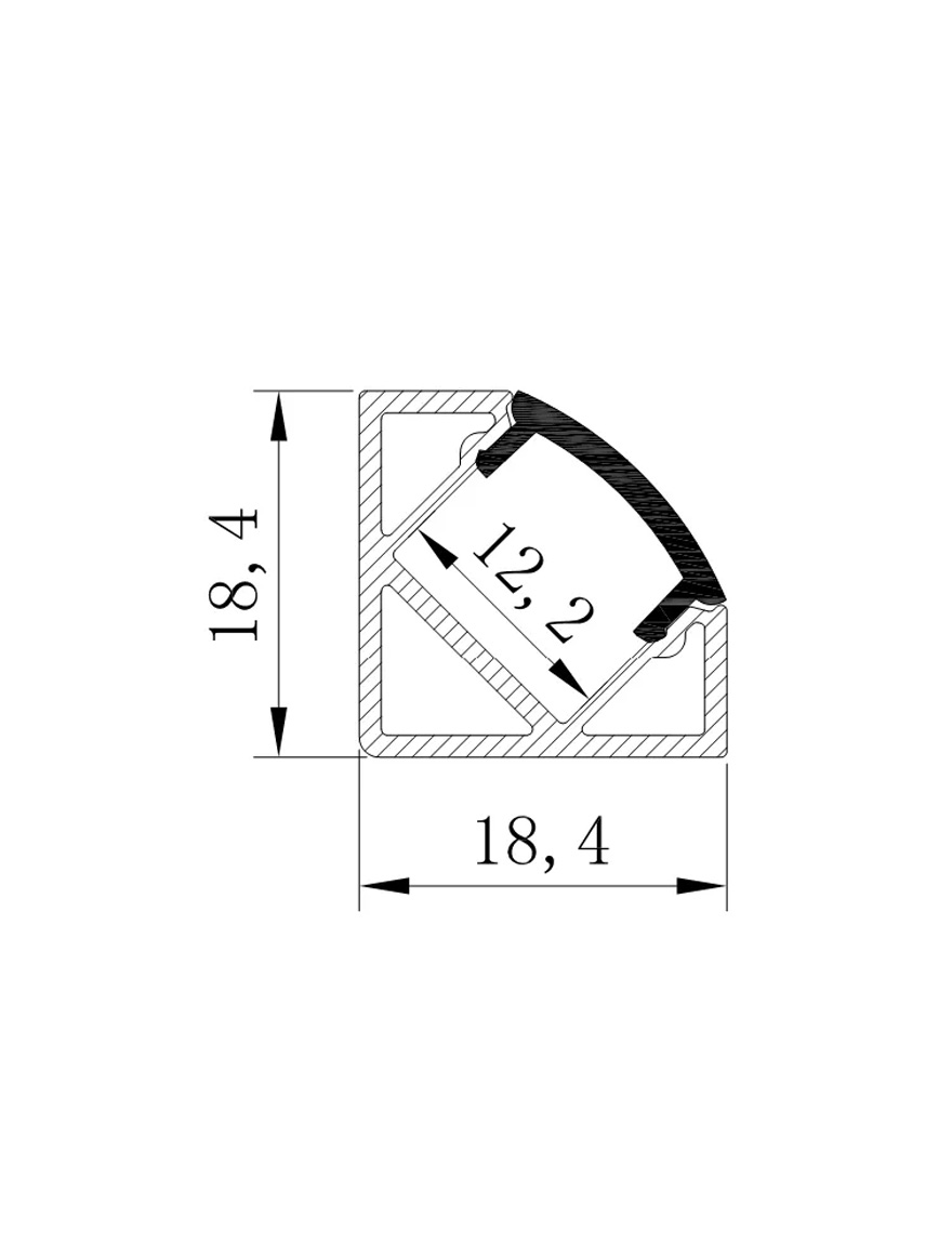 * Profil alum. cu dispersor PMMA opal 18.4x18.4mm 2M HL-BAPL007 ELMOS (50buc)