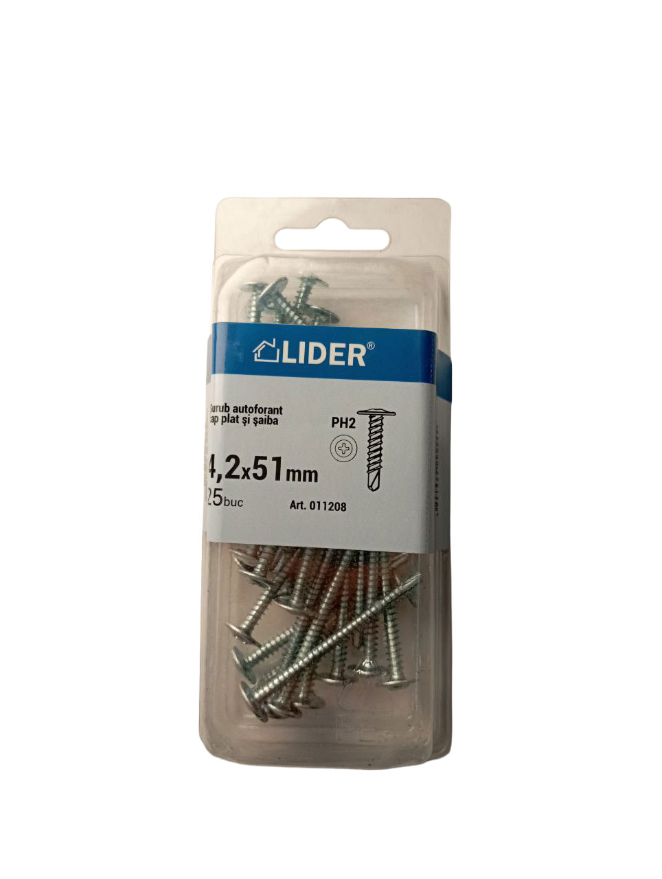 Șurub cap plat și Șaibă, met. 0,9mm 4,2x19_50 buc.012204 Lider