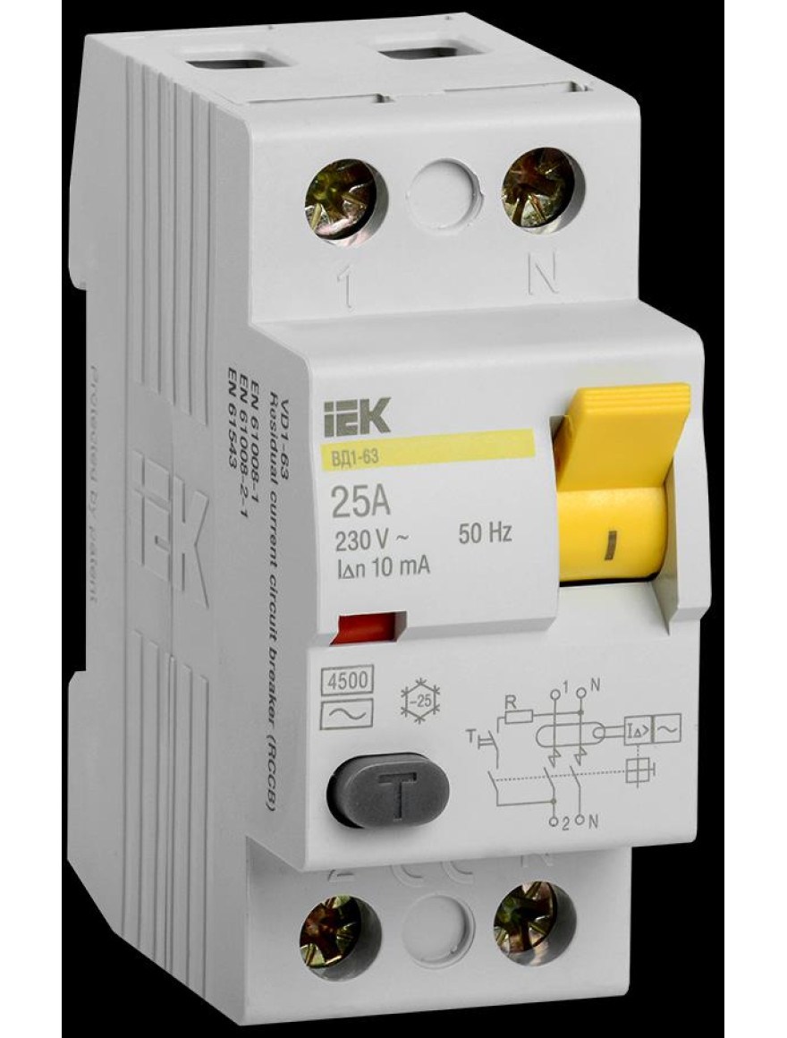 Întrerupător diferențial VD1-63 2Р 25А 10mA  IEK