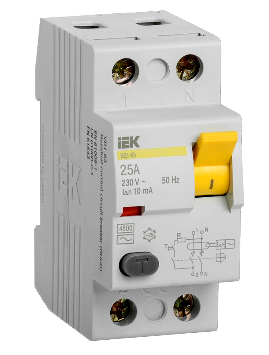 Întrerupător diferențial VD1-63 2Р 25А 10mA  IEK