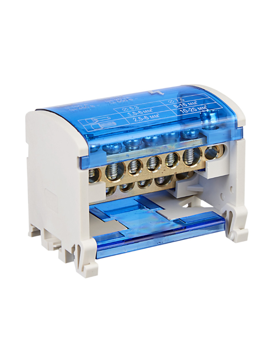 Bloc de distribuție SNK 2x7 șuruburi, montaj șină DIN, curent nominal 100A IEK