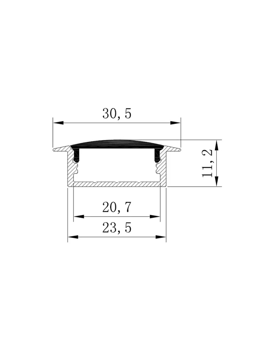 * Profil alum. cu dispersor PC opal 30.5x9.8mm 2M HL-BAPL013 ELMOS (50buc)