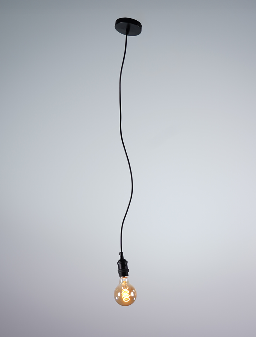 SuspensieJH-150 D4xH7cm, E27/1, Metal+ PVC Wire, Black Luminaled