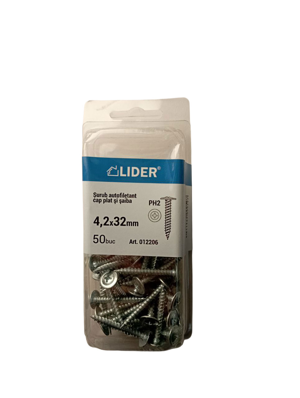 Șurub cap plat și Șaibă, met. 0,9mm 4,2x32_50 buc.012206 Lider