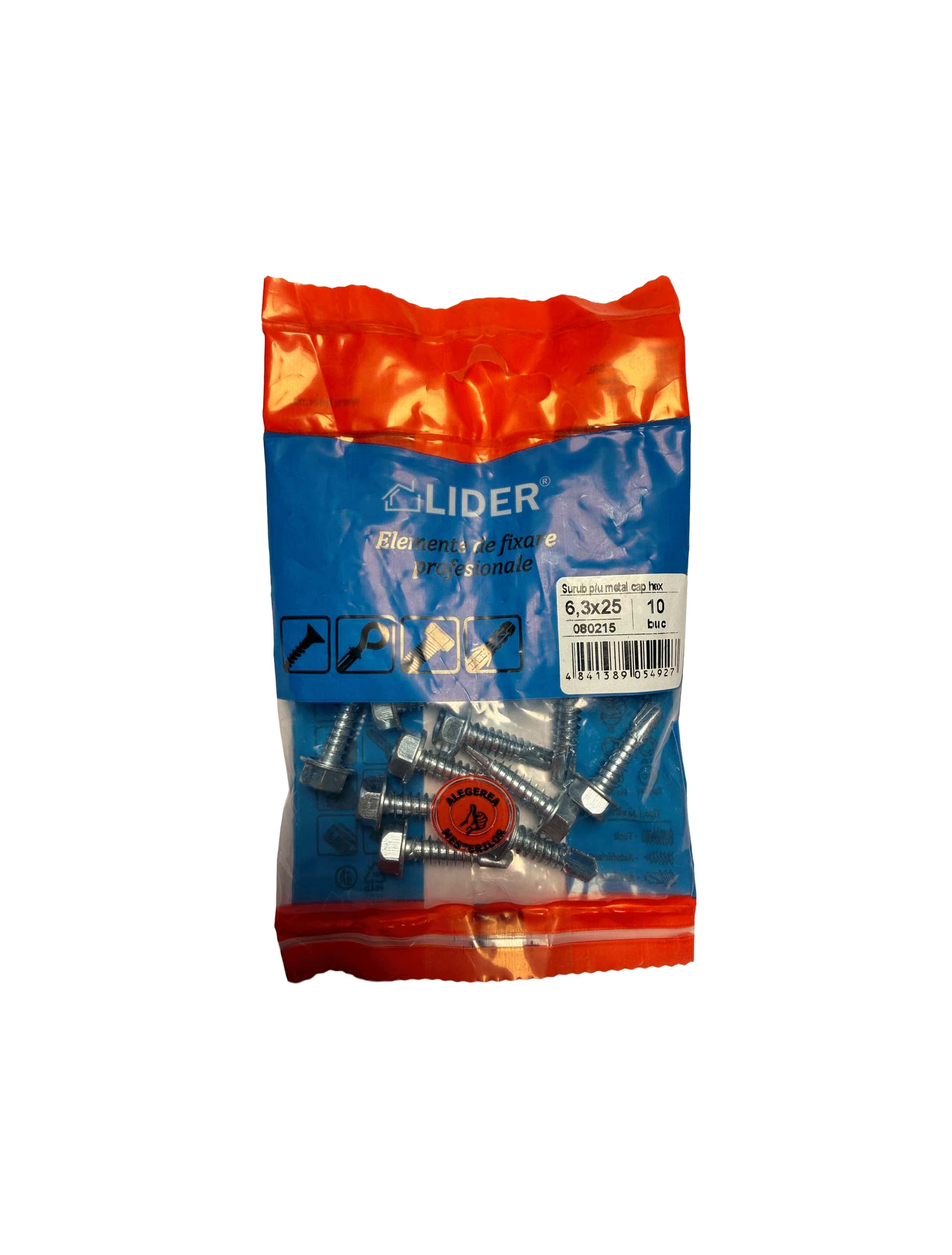 080215 Șurub autoforant p/u metal, zincat 6,3х25_10 buc. LIDER