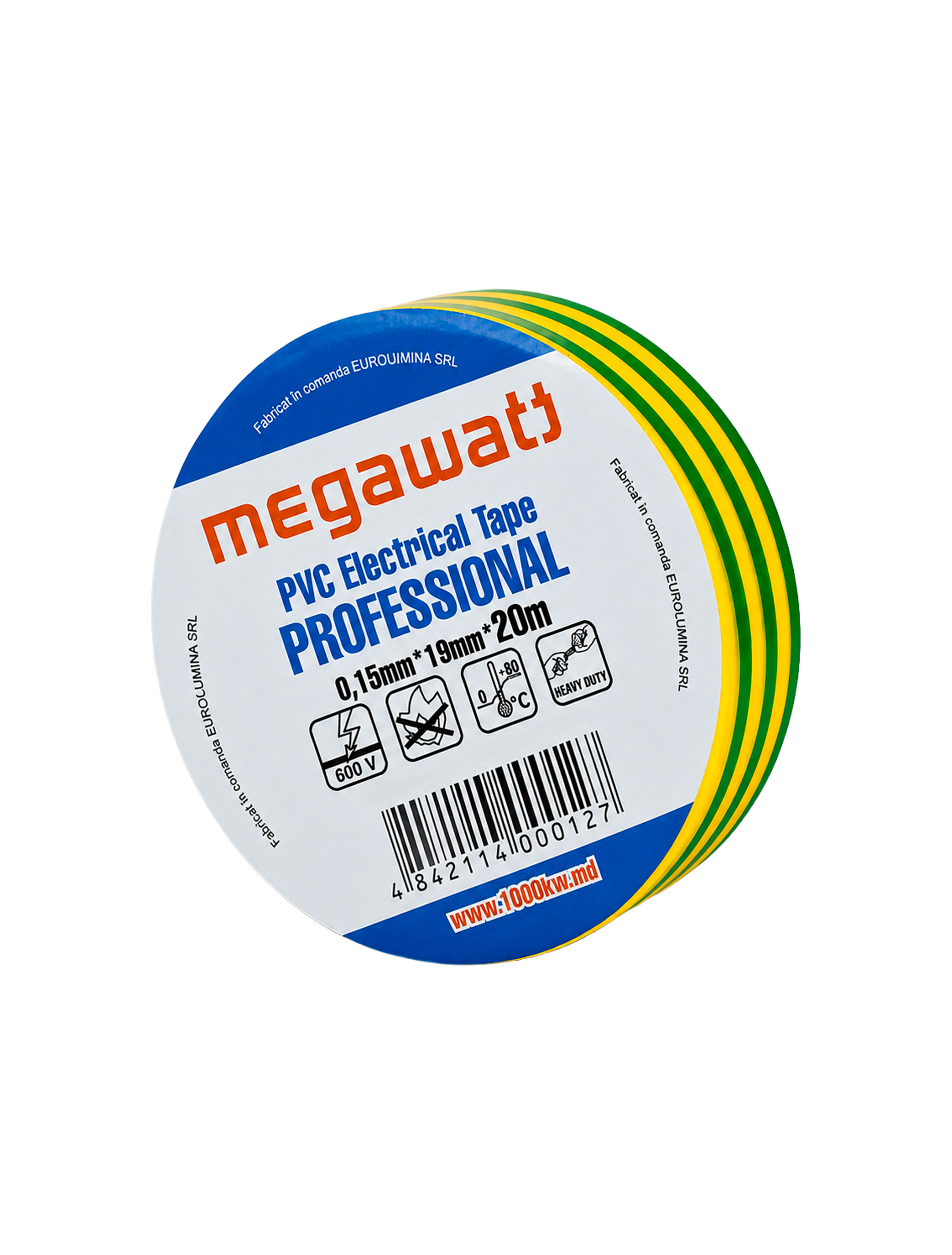 Bandă izol.19*20 PVC galben-verde MegaWatt MW-0804-0105