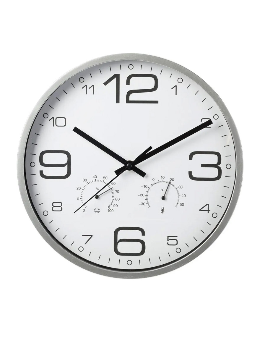 Ceas de perete rotund D30.5cm termometru+barometru