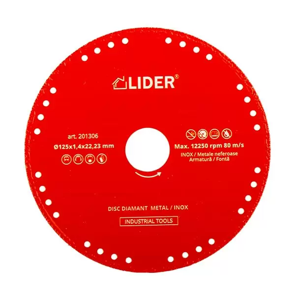 201306 Диамантовый диск металл/нержавеющая сталь 125х1,4х22 мм LIDER