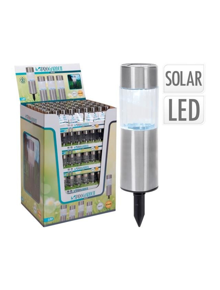 Felinar baterie solară Cilindru, D4.5cm, H20cm, inox