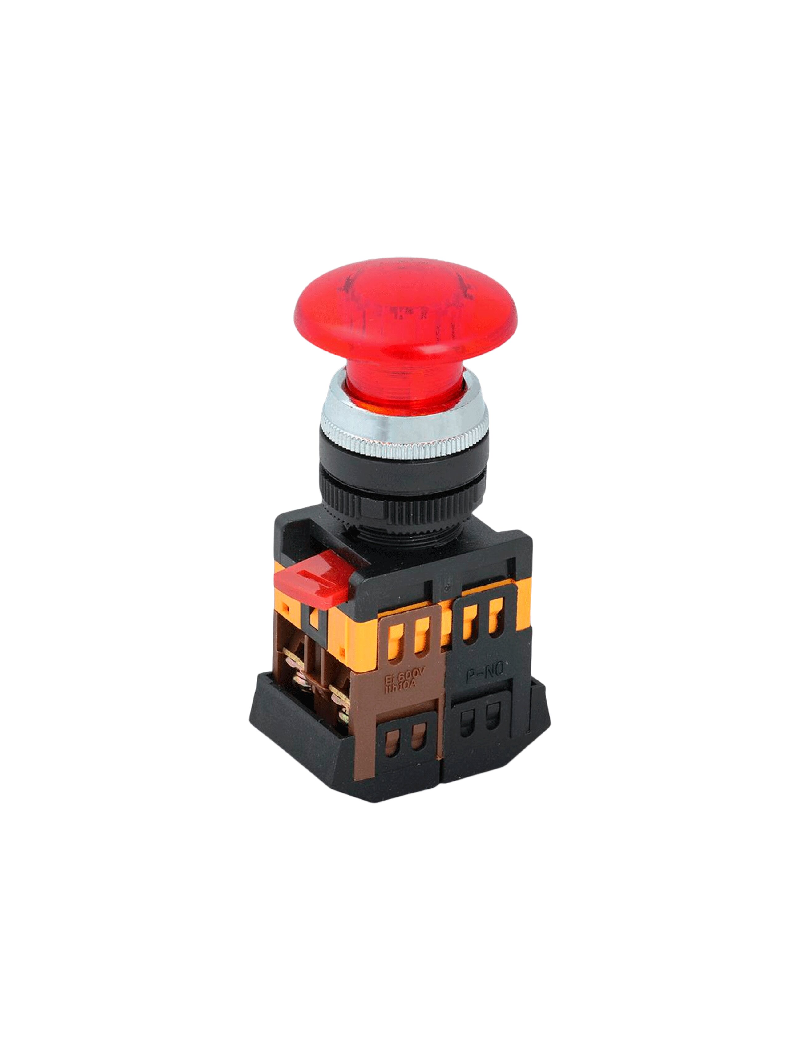 Buton ciupercă roșu AELA22 rou, neon d22mm /240V 1NI+1ND IEK