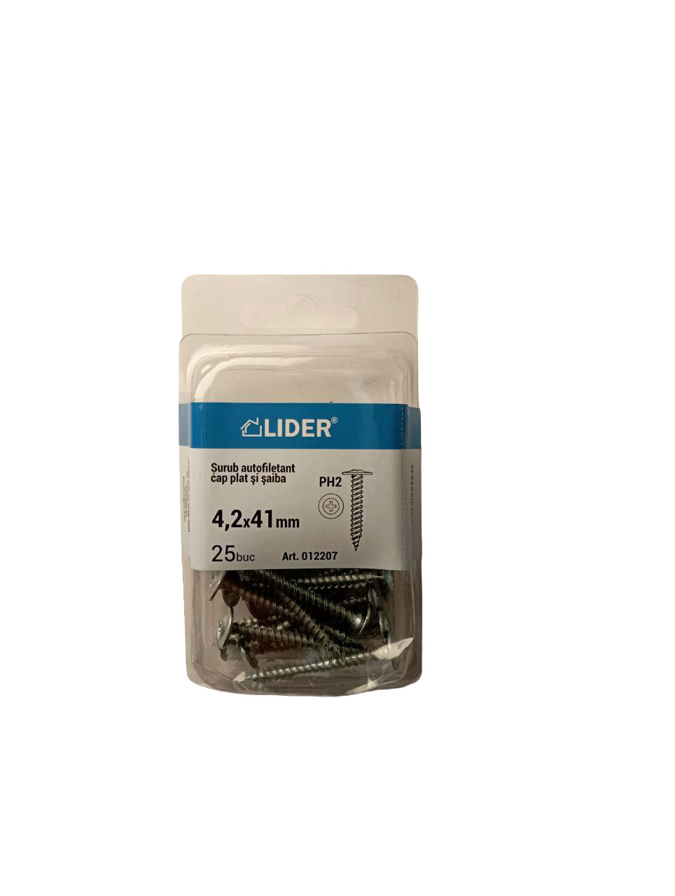 012207 Șurub cu cap plat și șaibă, met. 0,9mm 4,2x41_25 buc. LIDER