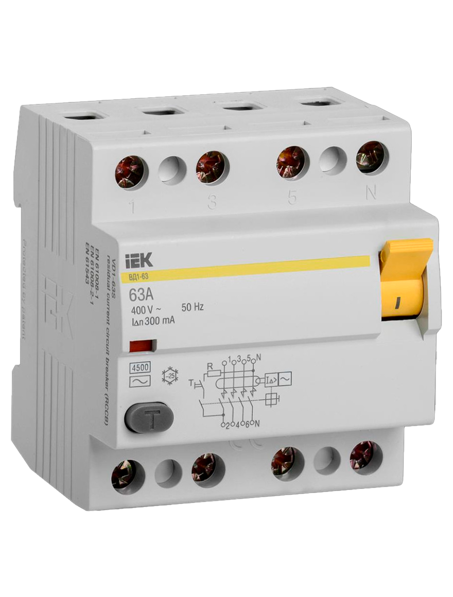 Întrerupător diferențial VD1-63 4Р 63А 300mA  IEK