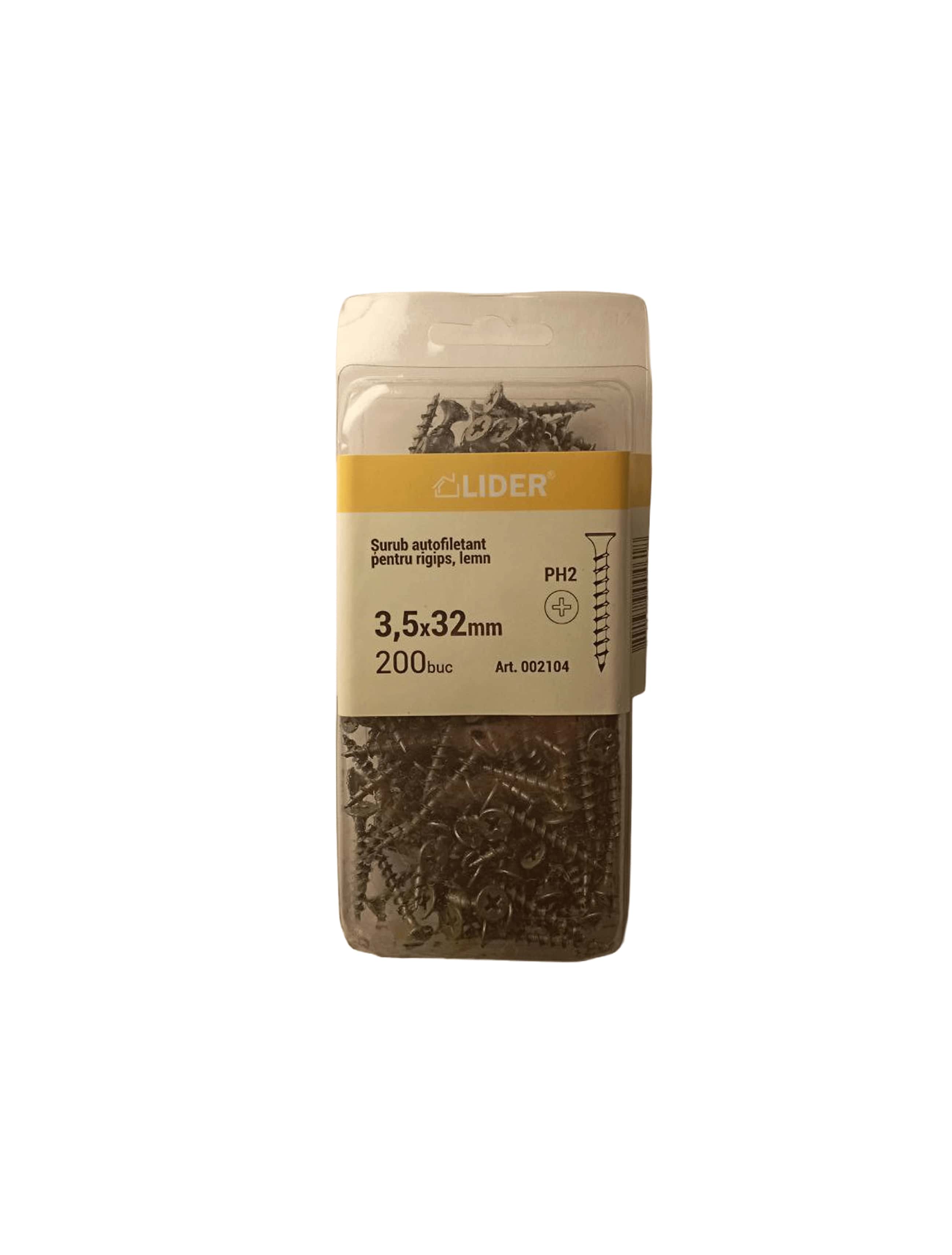 002104 Șurub p/u rigips, lemn 3,5x32_200 buc.  LIDER