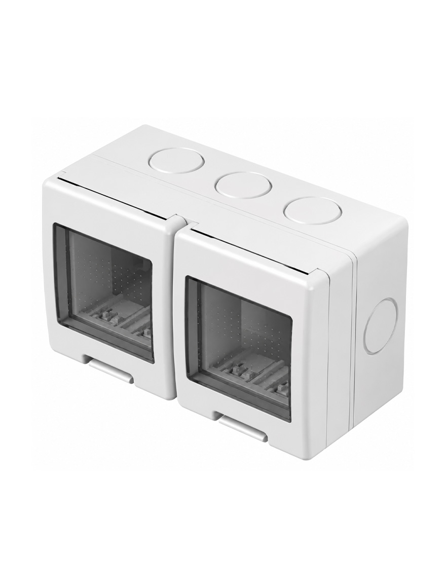Cutie aparentă albă 2x2mod IP55(AQ22PW-U)