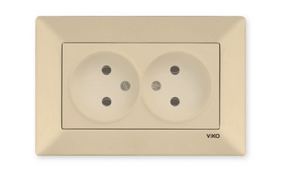 Розетка двойная без заземления 16А, кремовая