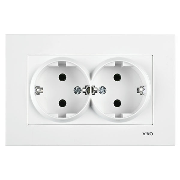 Двойная розетка без заземления, 16 А, белая, Karre VIKO