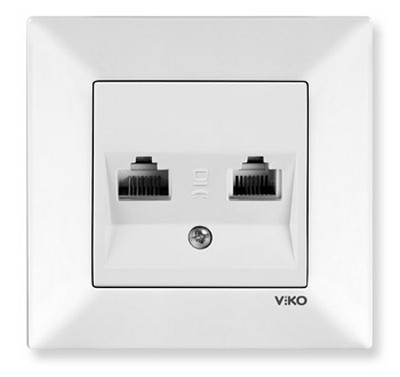 Розетка компьютерная двойная (2xRJ45 Кат. 5e), белая Meridian