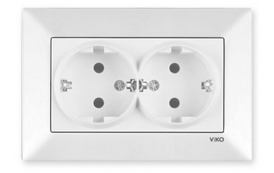 Priză dublă cu împământare 16А albă (1уп=10шт) Meridian