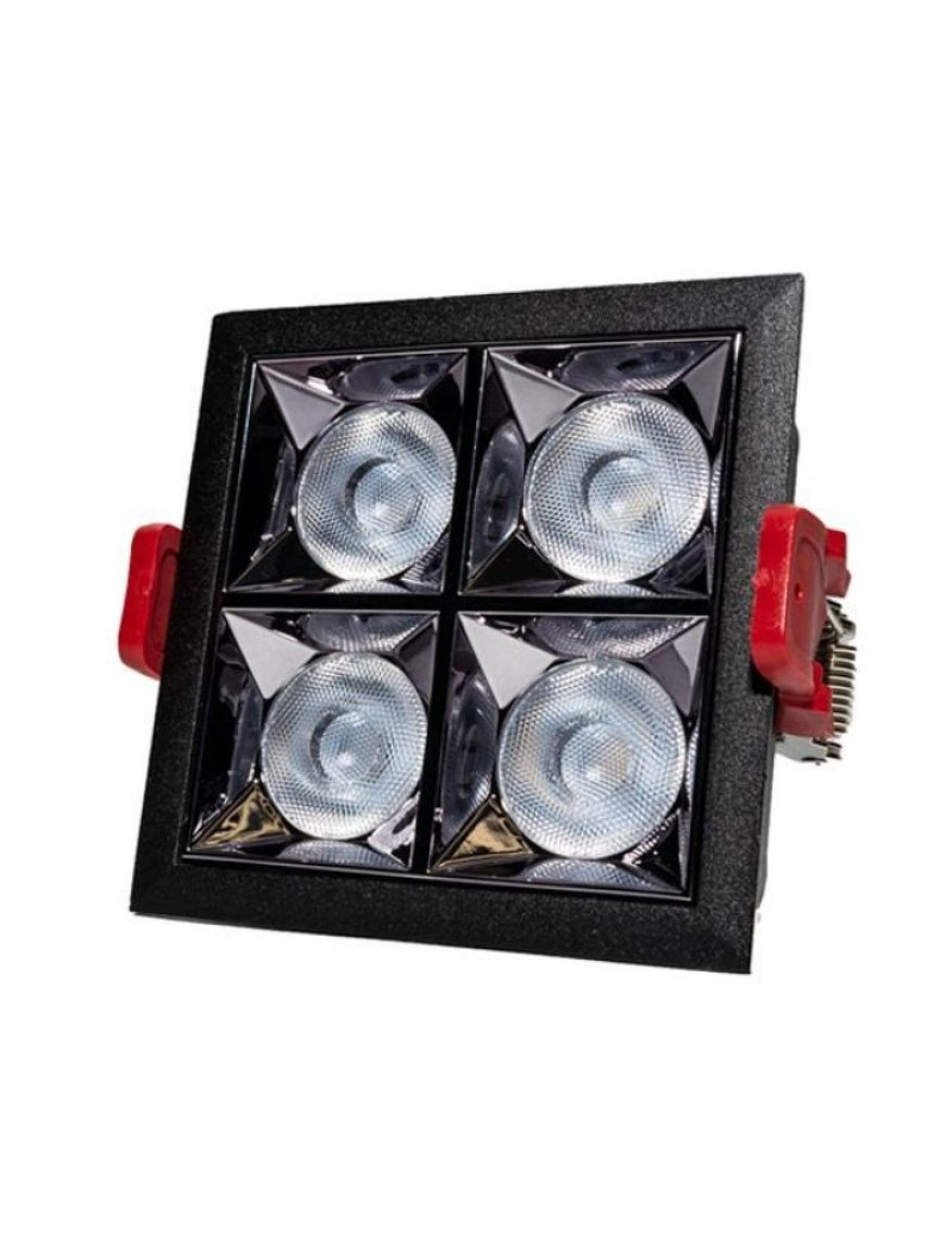 Spot 4 LED înt. 8W 220V 4500K 640Lm 92*92*49mm negru ELMOS