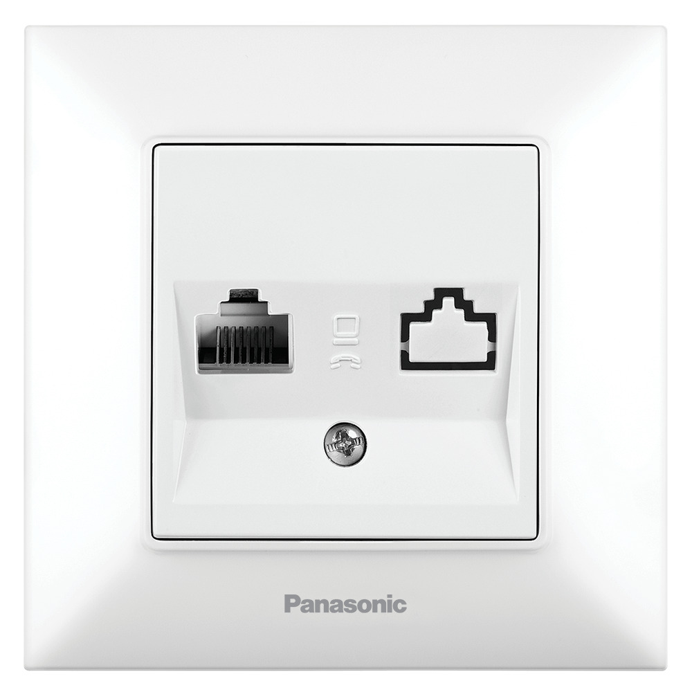 Розетка телефонная одинарная (RJ11 Кат. 3), белая Arkedia Slim