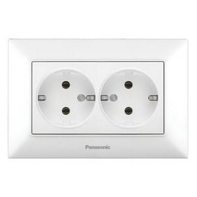 Двойная розетка с заземлением, 16 А, белый NTC02052WH-M, Arkedia Slim.