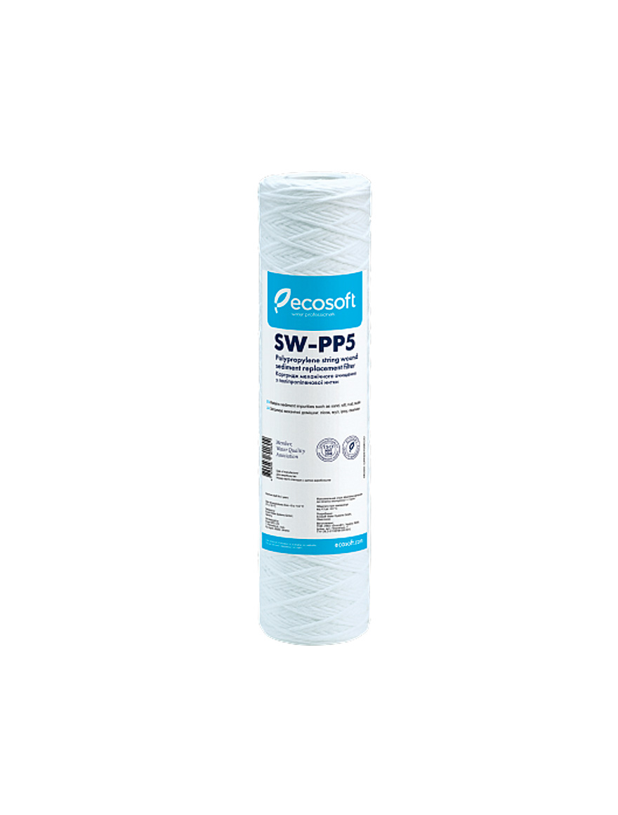 Cartuș din fir de polipropilenă înfășurat ECOSOFT 2,5x10", 5 MKM, (CPN25105ECOEXP)