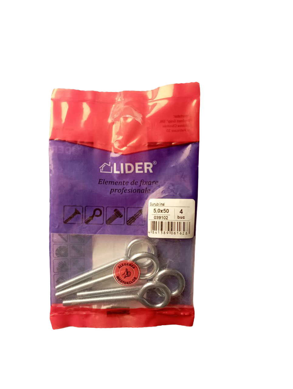 039102 Șurub inel 5x50 cu filet metric 4buc  LIDER