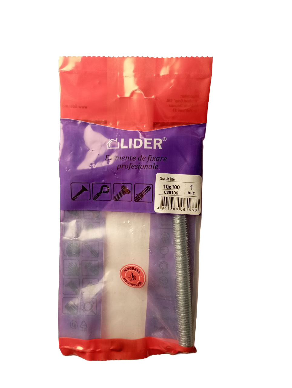 039106 Șurub inel 10x100 cu filet metric 1buc  LIDER