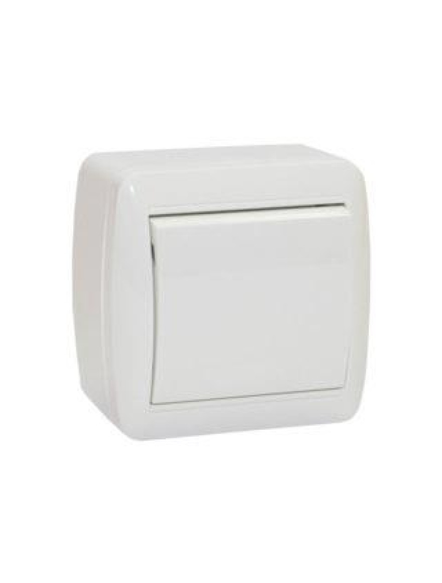 Întrerupător unitar exter. 10A IP44 alb ELMOS (10/120 buc)